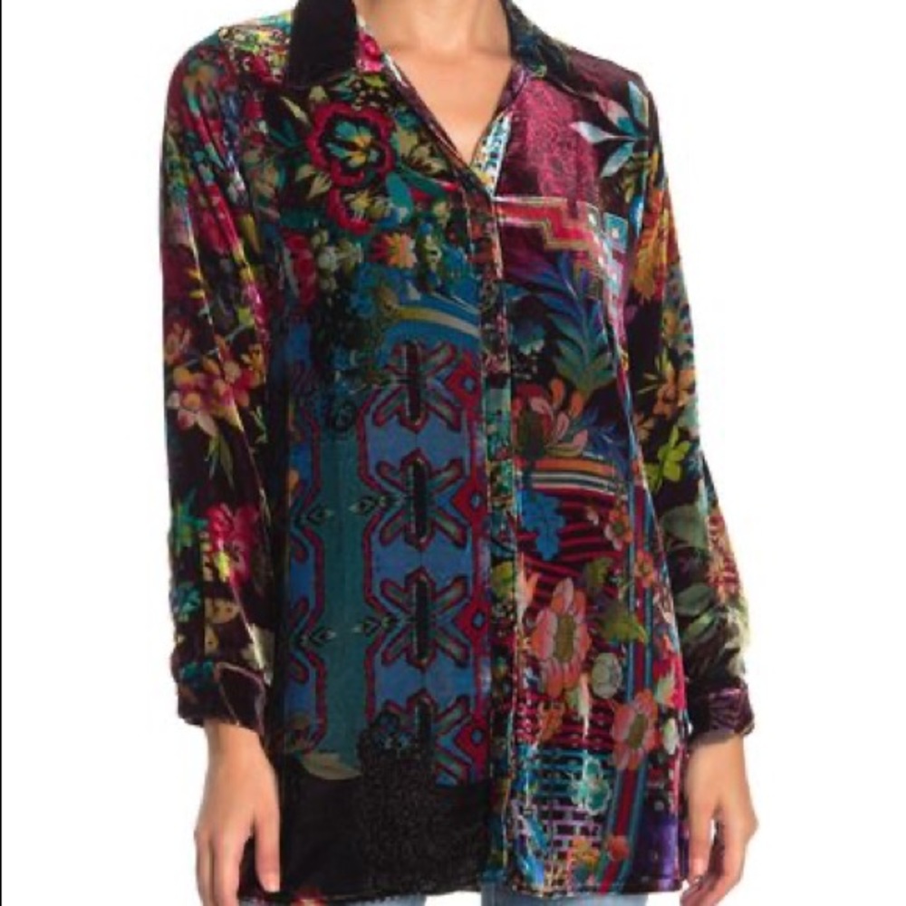 Johnny Was Velvet Dream Button Front Tunic Size PXS - Picture 1 of 14